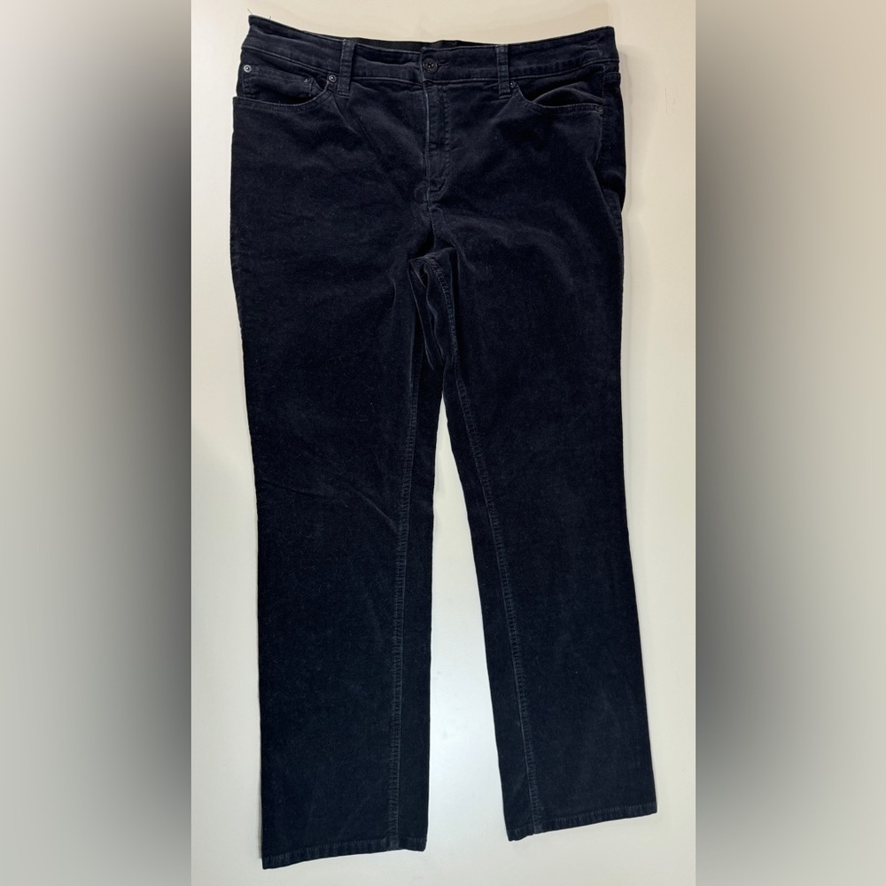 Corduroy Black Pull On Straight Leg Womens 16 Spooky Fall Witchy Comfort Stretch - Picture 11 of 13